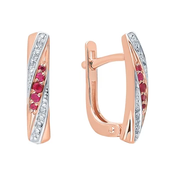 

Gold earrings with rubies and diamonds sunlight sample 585