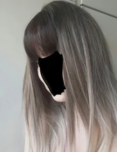 ALAN EATON-Peluca de cabello sintético liso para mujer, cabellera artificial corto y rubio con flequillo, color marrón degradado, estilo Cosplay, resistente al calor