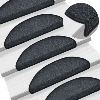 

Stair mats 15 PCs anthracite 56x17x3 cm decoration