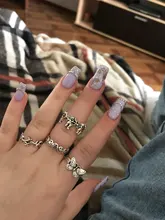 Sindlan-anillo gótico de plata para mujer, Set de 6 uds. De Anillos con diseño de corazón Punk, mariposa, Cupido, joyería femenina