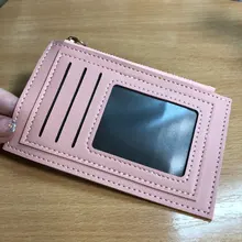 Tarjetero de PU con cremallera para hombre y mujer, tarjetero de Color puro con cremallera para tarjetas de identificación, Tarjeta De Nombre, regalo de vacaciones