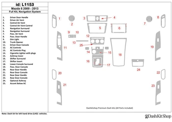 

Interior trim for Mazda Mazda6 2009-2013. Set L1153.