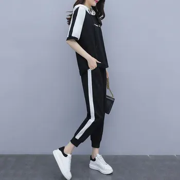 

summer 2 Piece Set Women Hoodie Pants Tracksuit Pullover Sweatshirt Trousers With Pockets Tracksuit Suits plus size