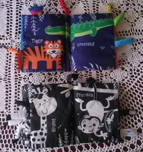 Libro de tela suave para bebé, juguetes educativos cognitivos de animales de dibujos animados para bebés, sonajero de papel de llamada, juguetes para el desarrollo de los sentidos