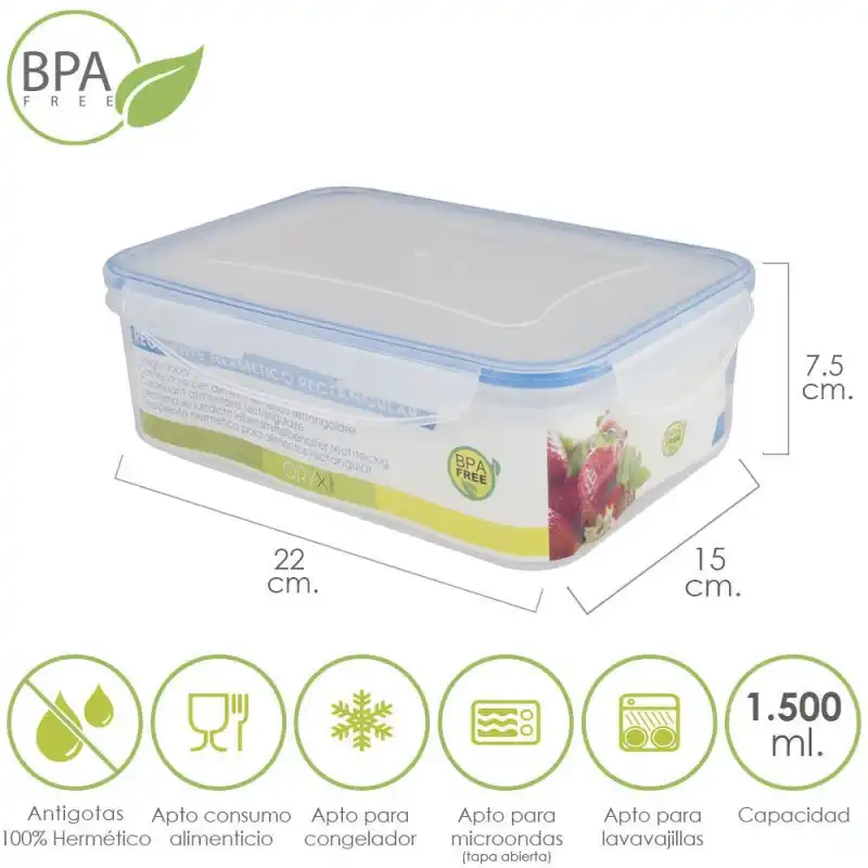 Container Hermetic Plastic Rectangular 1 500 Ml 22x15x7 5 Lxwxt Cm Disposable Food Containers Aliexpress