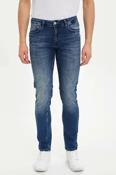 

DeFacto Man Autumn Washed Blue Denim Jeans Men Casual Mid-waist Denim Pants Male Straight Bottoms Trousers-L1837AZ19AU