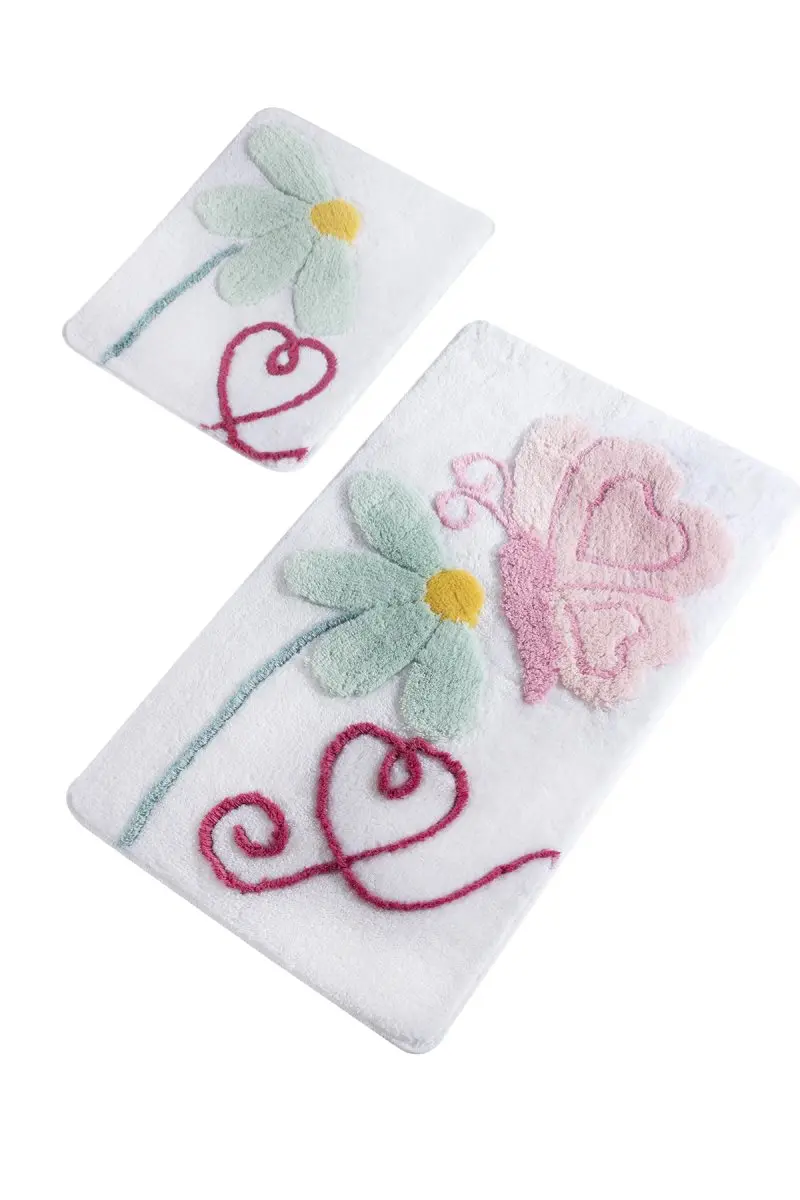 Коврики для ванной нескользящие Противоскользящие коврики Нескользящие противоскользящие белые 2'Li набор 60X100 см-50X60 см