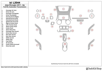 

Interior trim for Jeep Wrangler 2011-UP. Set L2044.