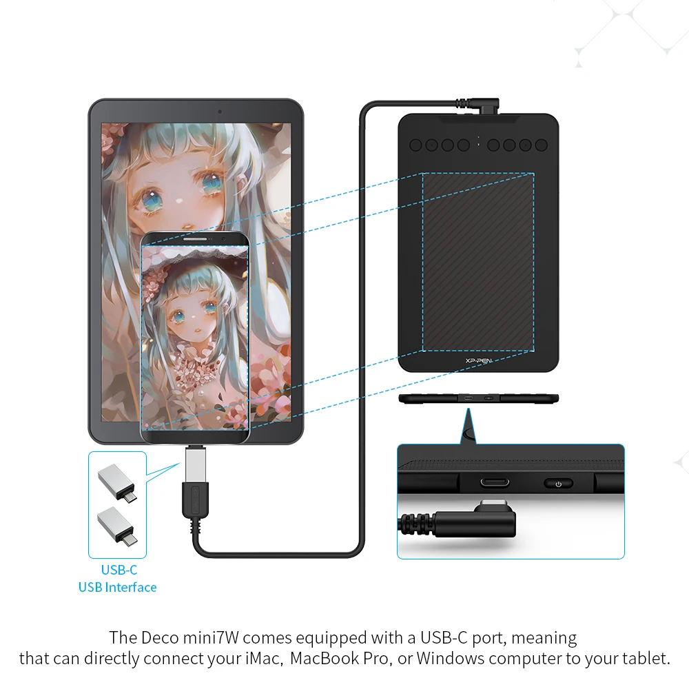 Xp-caneta Deco Mini 7w Polegada Desenho sem Fio Tablet Gráficos com Tilt Electronics 8192 Suporte Windows Mac Android Arte - Imagem 4