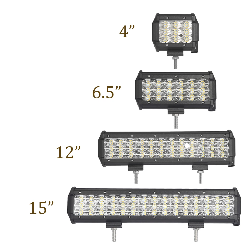 

ECAHAYAKU 1PCS High Intensity Tri-row 6.5" 54W 12" 108W 15" 135W LED Light Bar Spot Beam Work Light for Off-road SUV Jeeps Truck
