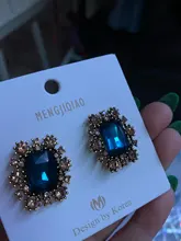 Stud-Earrings Jewelry-Accessories Crystal Square MENGQIAO Vintage Fashion Luxury Women