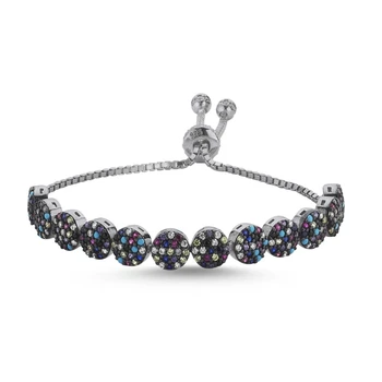 

KUTAYDAN 925 Sterling Silver Mixed Color Zircon Stone Lift Bracelet