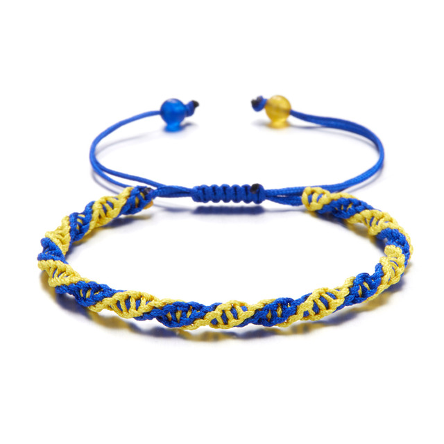 Trendy Ukraine National Flag Bracelets Handmade Natural Stone Beads Bracelet Yellow Blue Ukrainian Flag Patriotism Pride