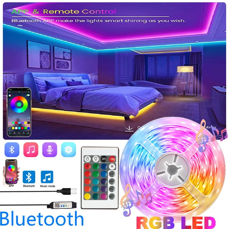 SMD5050 LED Strip Lights APP Controller Room Decor Bluetooth Music Sync Mode for Room Decoration TV Background Light Bar with 24 romantic decorative hanging inflatable starfish for music festival stage decoration with colorful led lights