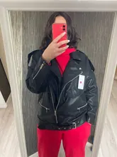 Jacket Coat Fitaylor Faux-Leather Loose Outwear Casual PU Sashes Black Tops Bf-Style