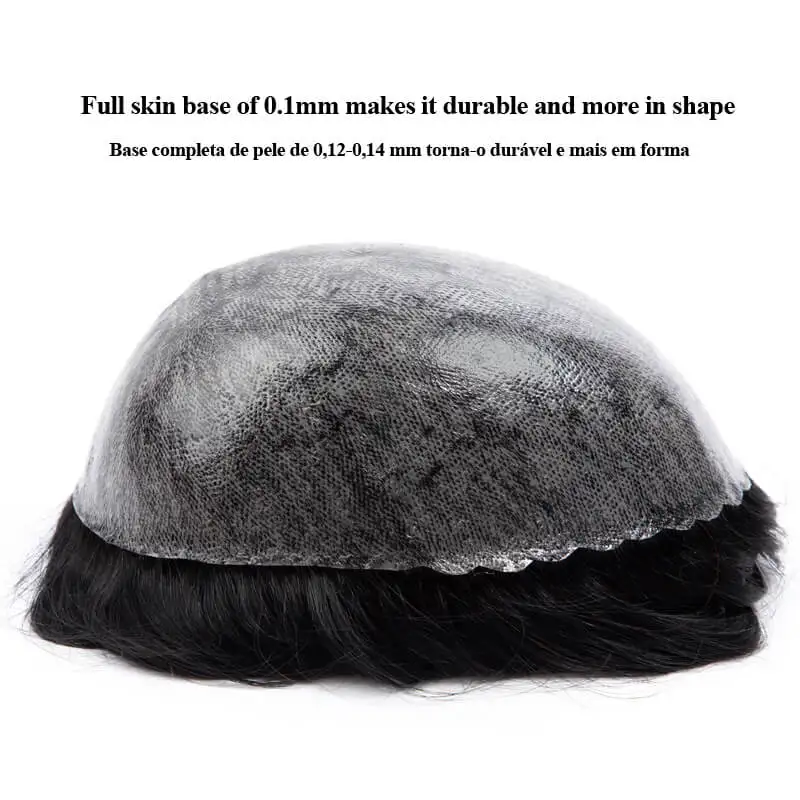 Male Hair Prosthesis 0.1mm Injection Skin Toupee Men  6” Wigs For Men 100% Human Hair  System Unit Men's Natural Hair Wig 3