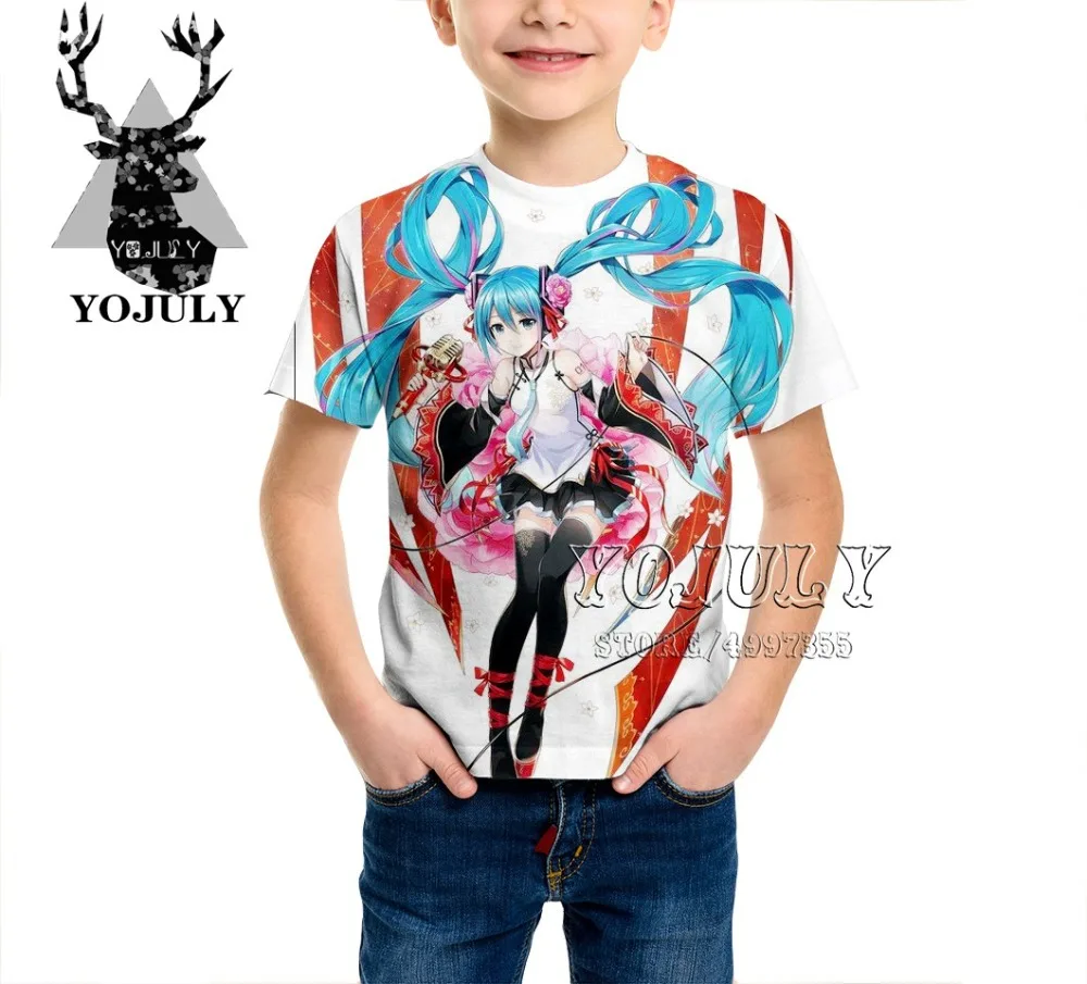 YOJULY Hatsune Miku Harajuku/детская одежда с 3d принтом для маленьких мальчиков и девочек-подростков детская футболка модные футболки для певицы Modis A479