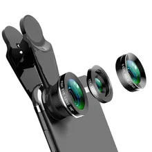 Универсальный объектив для смартфона Fisheye рыбий глаз, комплект линза для макро съемки