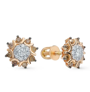 

Gold earrings with cognac diamonds sunlight sample 585
