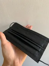 Mascarilla desechable de 3 capas, máscara facial de tela no tejida, antipolvo, con elásticos para las orejas, color negro, 10/50/100 Uds.