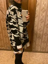 White Sweater Turtleneck Long Pullover Simplee Knitted Houndstooth Black Women Warm Fashion