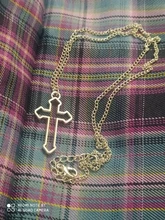 Collar con colgante gótico de Cruz hueca para hombre y mujer, collar de estilo callejero, Color plateado, regalo, joyería de cuello al por mayor