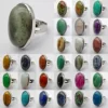 Labradorite/Amazonite/Aventurine/Tigereye/Agate/Crystal/Opal/Lapis/Mookaite Stone Beads Oval GEM Finger Ring Jewelry Size 8-9