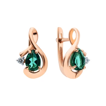 

Gold earrings with tourmaline and cubic zirconia sunlight sample 585