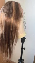 Pelucas de cabello humano rubio miel marrón brasileño para mujeres, pelo liso de hueso 13x4, encaje frontal resaltado, cierre