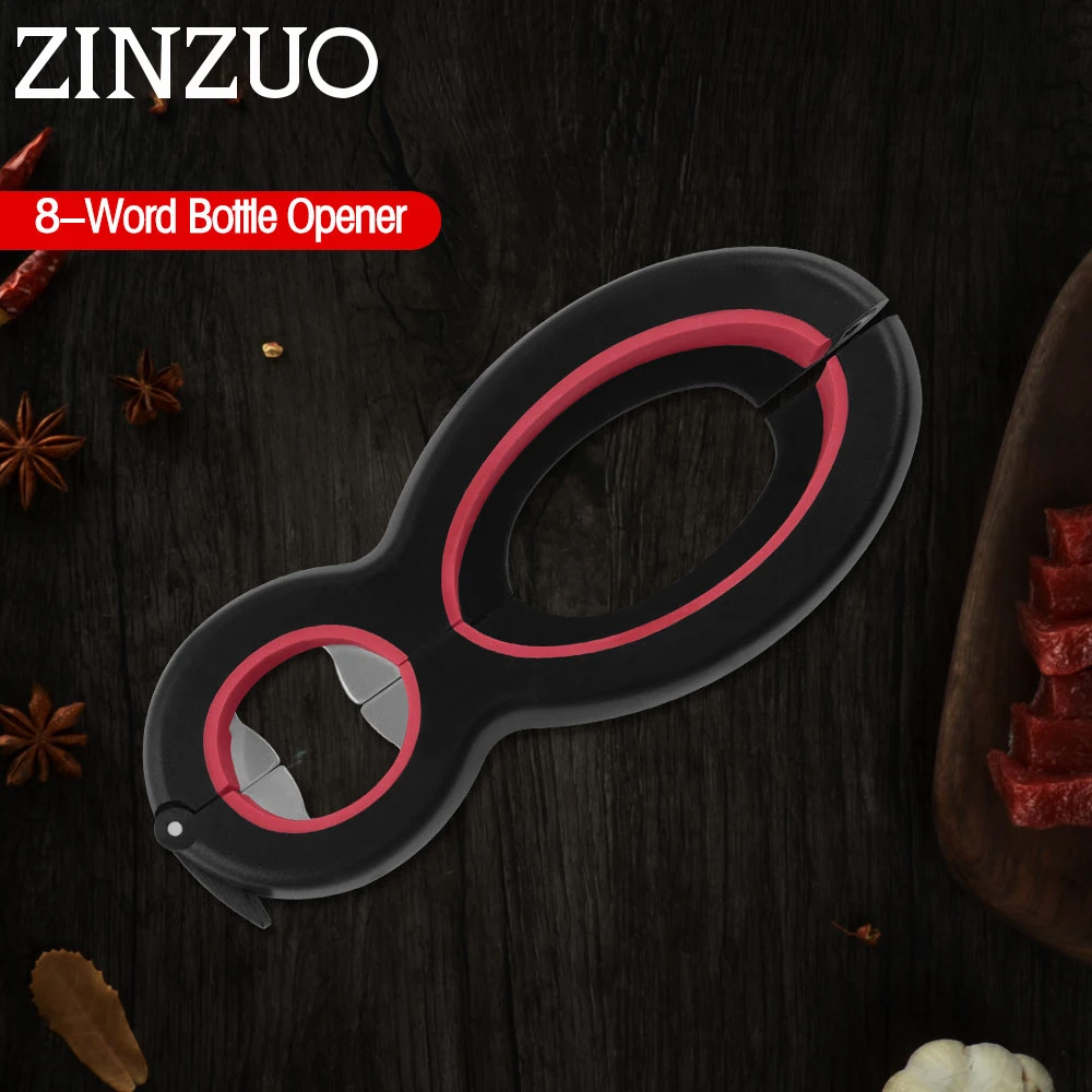 ZINZUO 8 Word Shape Multi Function Twist Bottle Opener All in One Jar Gripper for Can Wine Beer Lid Off Claw | Дом и сад