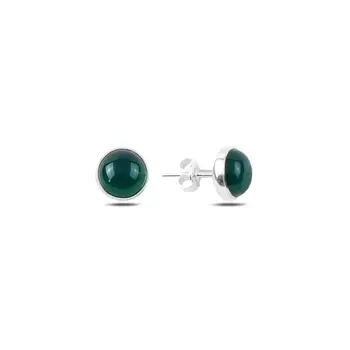 

925 Sterling Silver Earrings Green natural Stone Design Elegant Female Earring Turkey Silver
