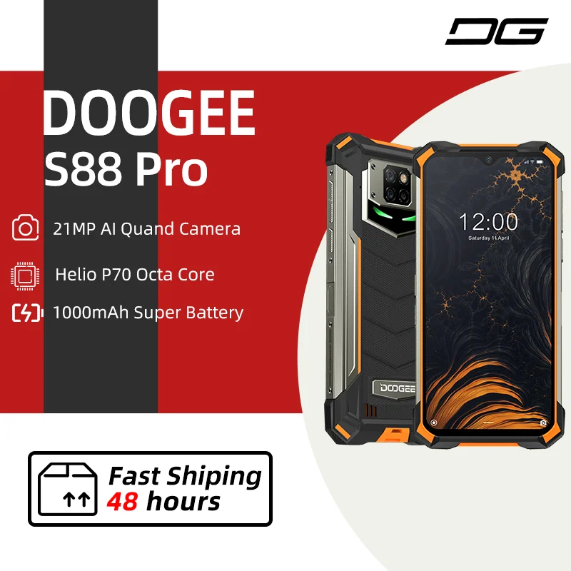 Смартфон DOOGEE S88 Pro защищенный 10000 мАч IP68/IP69K Helio P70 6 + 128 ГБ Android 10 | Мобильные телефоны