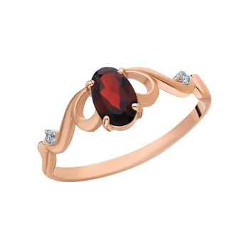 

Gold ring with cubic zirconia and Garnet sunlight sample 585 test