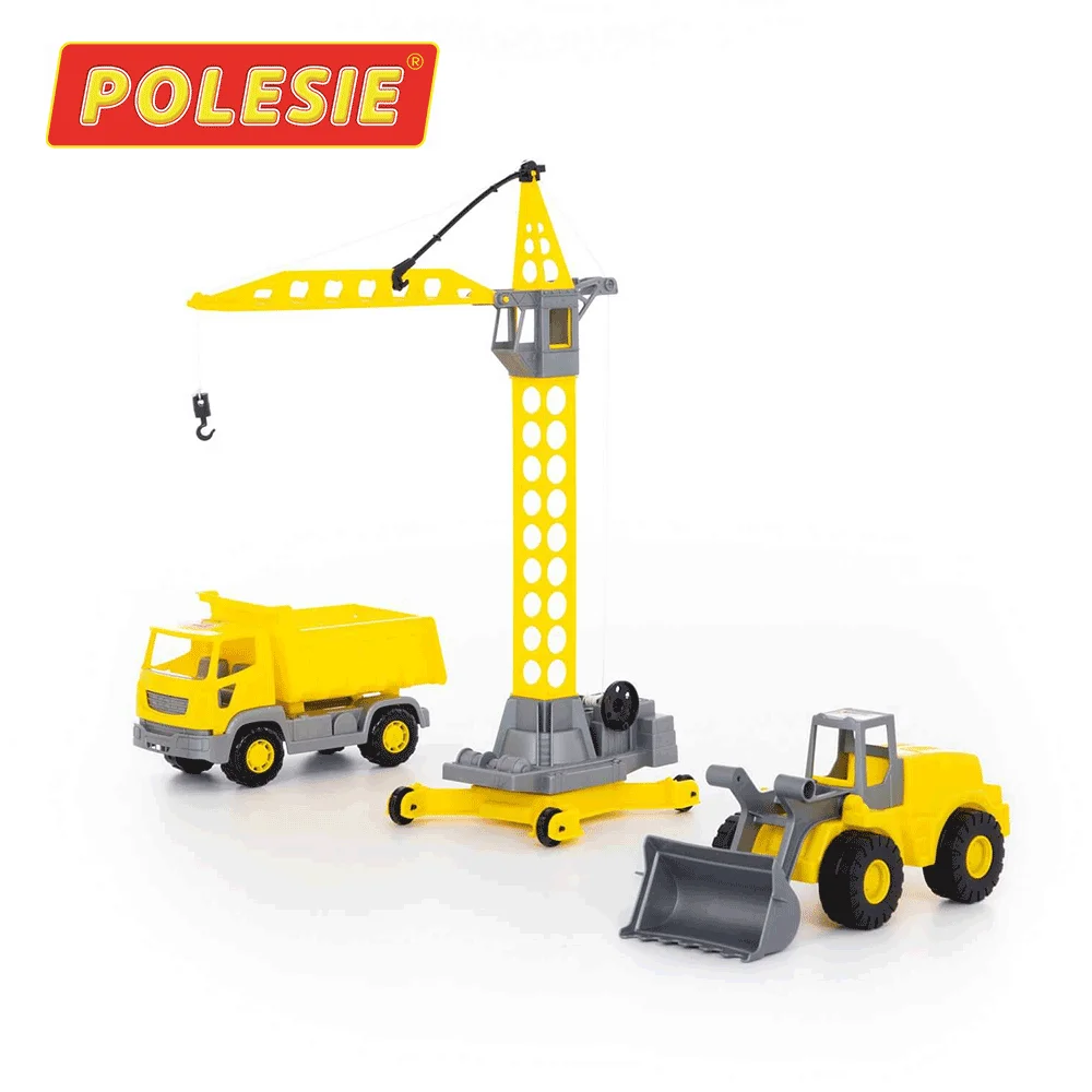 POLESIE TOYS Construction Machinery Set 3 Pcs Box Truck Bucket Crane
