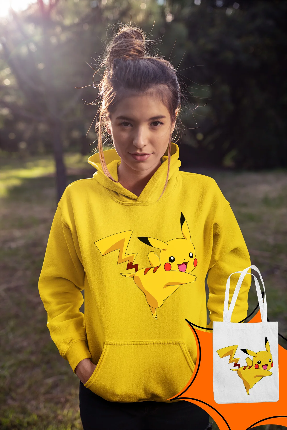 Женская толстовка с капюшоном Angemiel Wear Pikachu Yellow Kombin | одежда