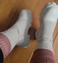 Botas de calcetín negro para mujer, zapatos góticos Punk, botines de plataforma, media blanca, novedad de 2020