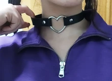 Collares con colgante Vintage para mujer, Collar gótico redondo, joyería de regalo, corazón gótico de cuero, Gargantilla Punk Harajuku