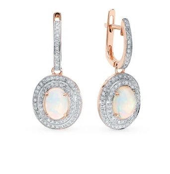 

Gold earrings with Opals and diamonds sunlight sample 585