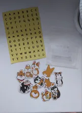 Mohamm-pegatina de corazón con letras en inglés para chica, suministros escolares, en blanco y negro, Cuenta de mano, 1 ud.