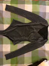 Toplook-body cruzado reflectante para mujer, traje sexy de manga larga con cuello en V para otoño e invierno, bodycon para fiesta y club, cuerpo sólido