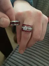 Conjunto de anillos clásicos para parejas, joyería de boda, anillo de madera de grano, titanio, acero, corazón, tres capas, Simple y creativo