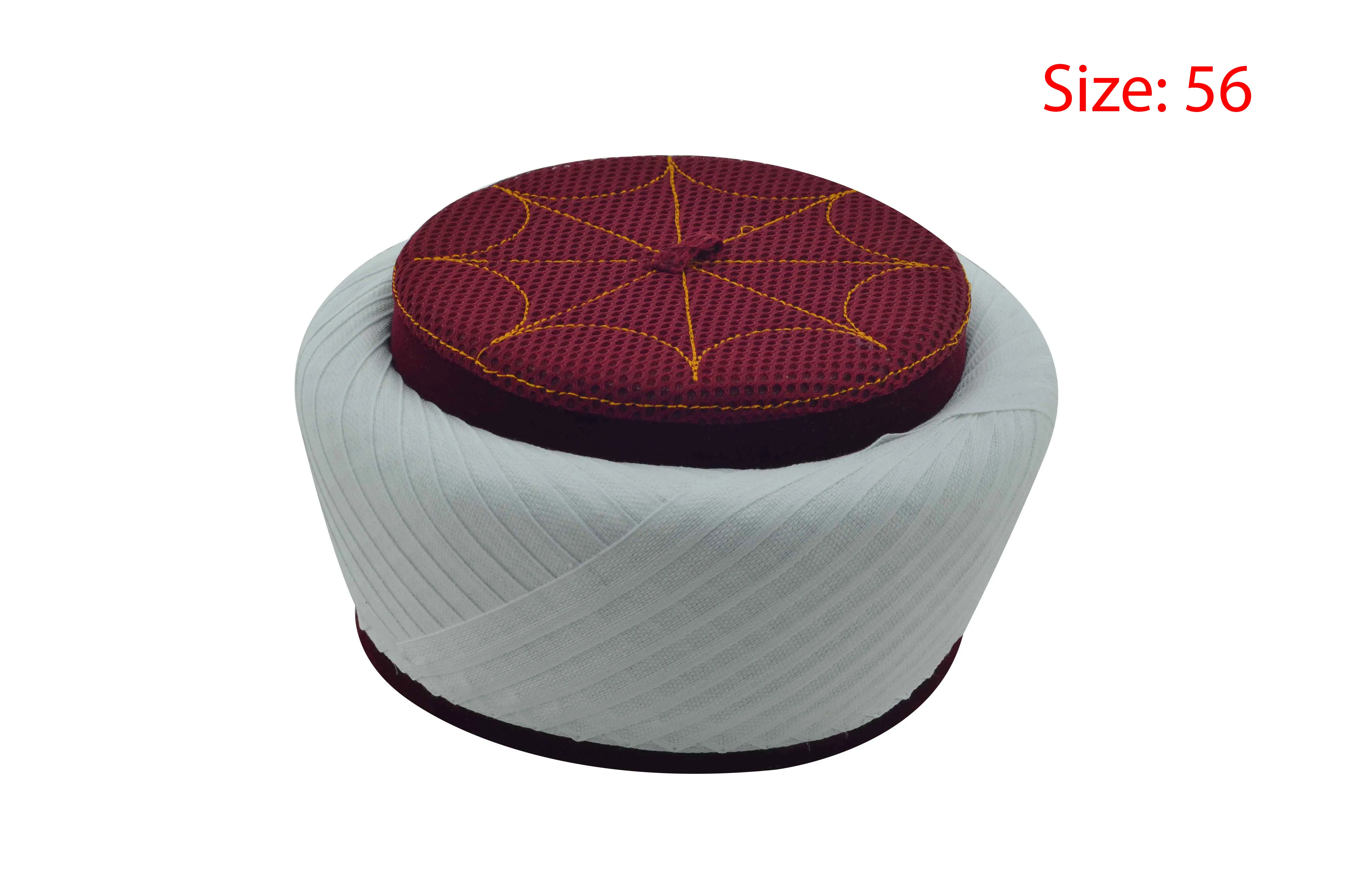 

Wonderful Burgundy Fez Religious Flat Wrap Imam Turban Muslim Cap Fes , Exotic Ottoman Hat Imamah Muslim Ramadan Gift for Men