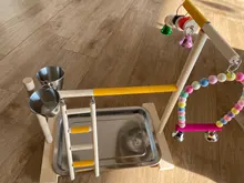 Perch-Stand Ladder Feeder Playground Bird Parrot with Wooden Platform Gym Cups Interactive-Toys