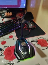 Computer USB Microphone RGB Base HD Sound Card With Speaker Headset Jack Free Drive Noise