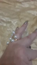Anillo chapado en oro para mujer, elegante perla de imitación, anillos de apertura ajustables