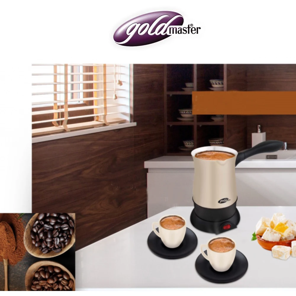 

Goldmaster Welcome Chat with Coffee Set, Turkish coffee Machine, Cup Pad, adjust the Cup Capacity, Wireless Use, stainless Steel
