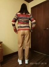 Pants Trousers Women Drawstring Female High-Waist WOTWOY Spliced Loose Autumn Straight