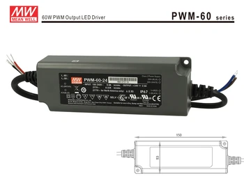 

Led power supply Meanwell PWM-60-24 dimmable 60W 24V IP67 Dimming 3 in 1 0-10V to 10V PWM Resistance
