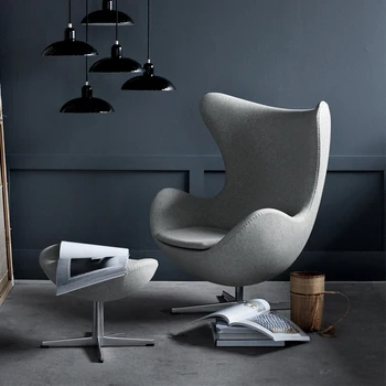 

Дизайнерское кресло Smart Bird Egg Chair серая и черная шерсть Класса Премиум