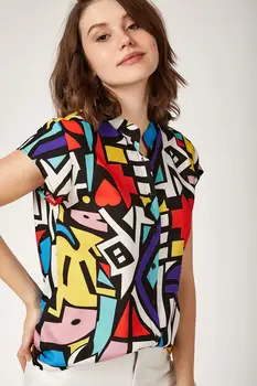 

Happiness ist. Women's Graphic Pattern Viscose Shirt DD00606